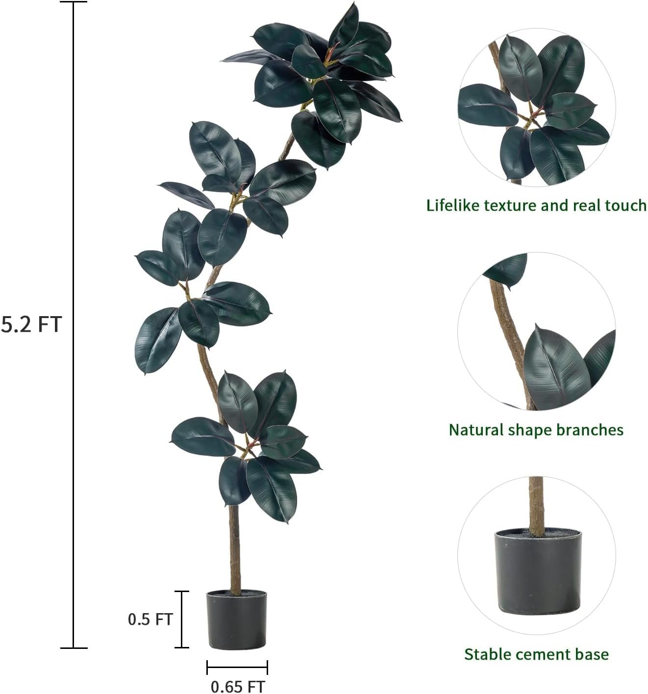 Lifelike Artificial Rubber Tree Plant - Image 2