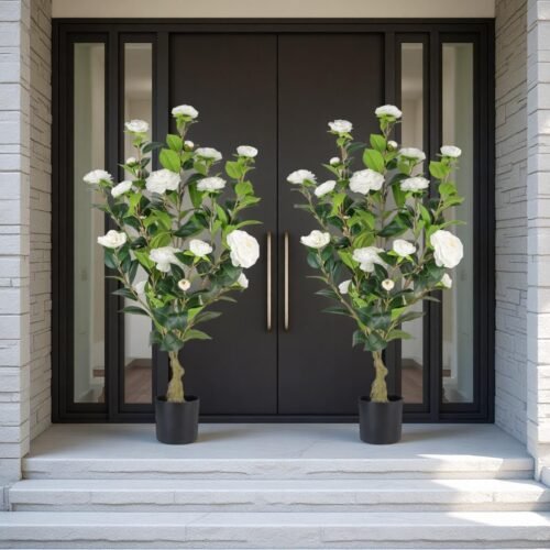 Decorative Artificial Camellia Potted Plant