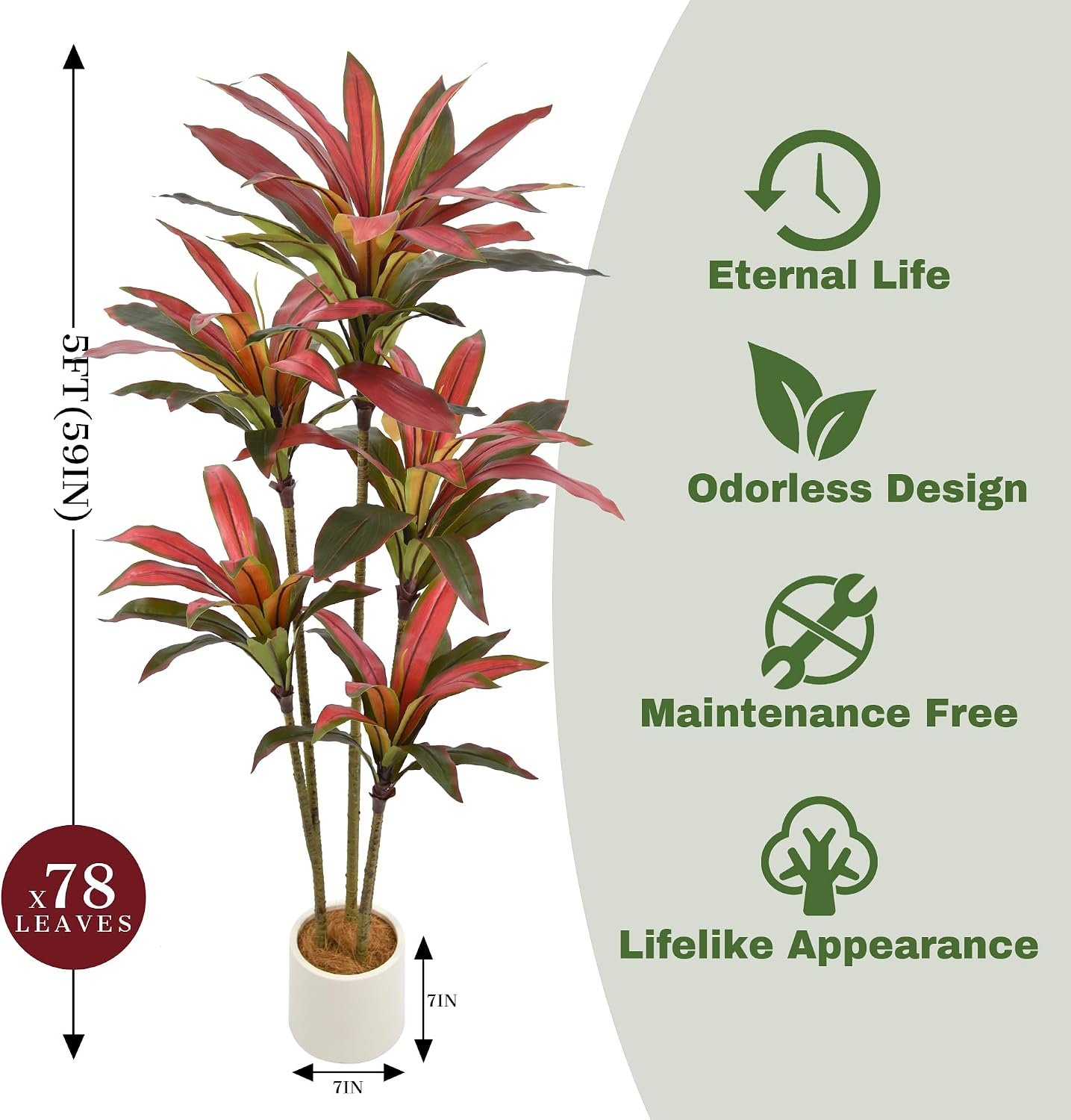 Lifelike Artificial Dracaena Potted Plant - Image 2