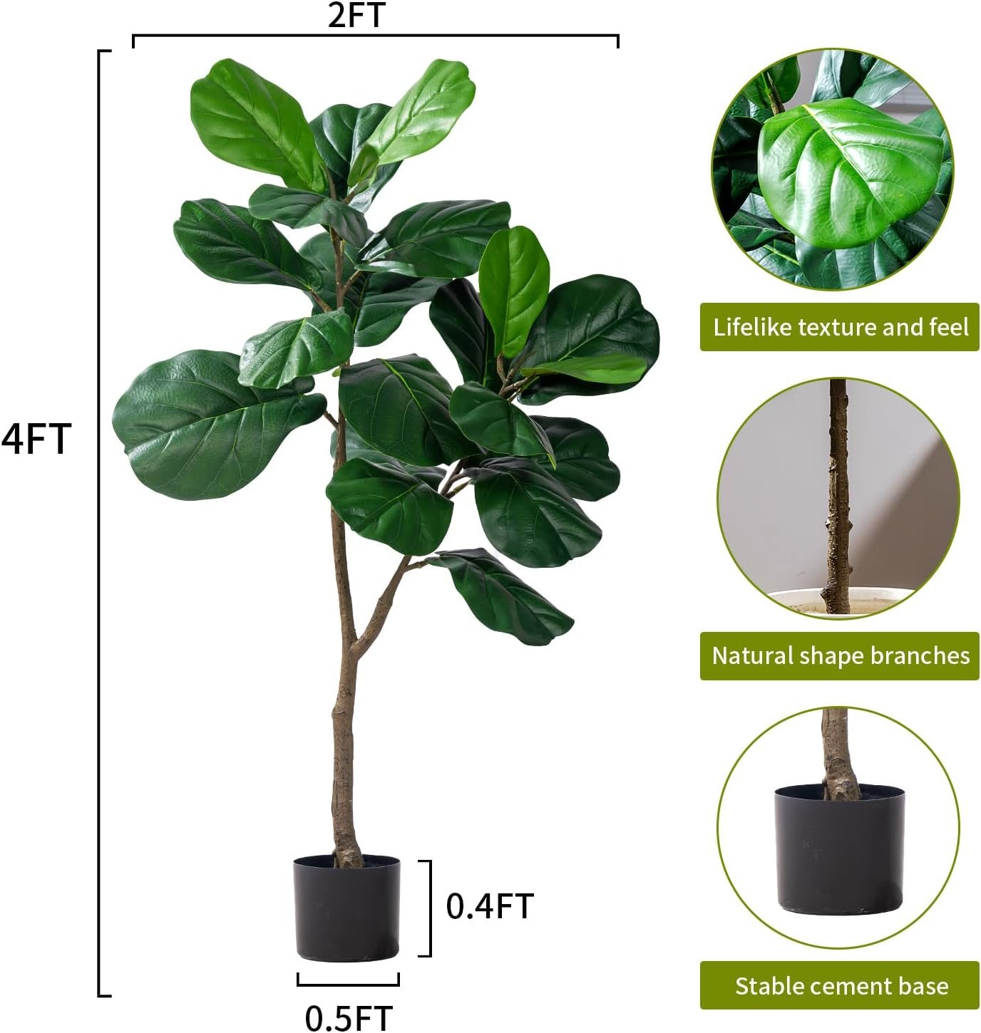 Decorative Artificial Fiddle Leaf Plant - Image 2