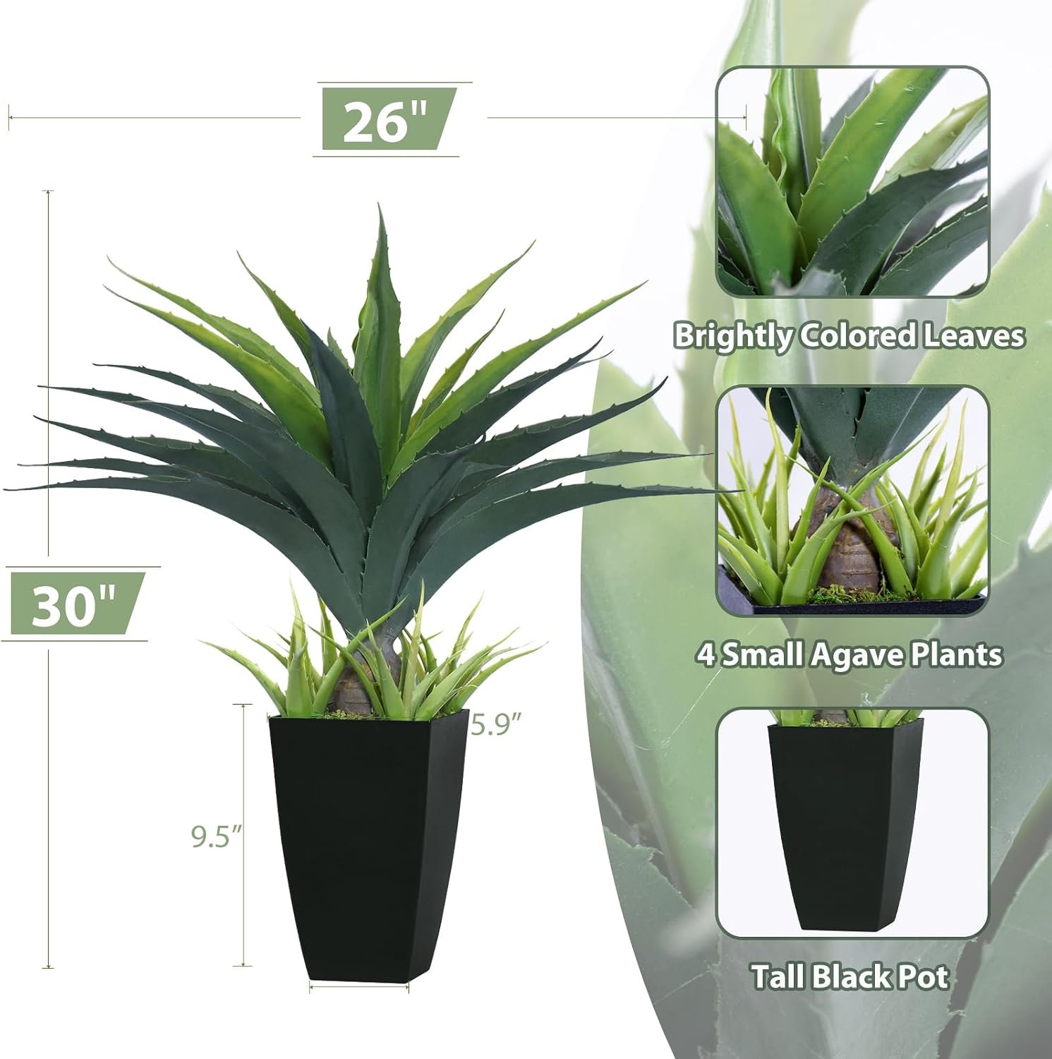 Decorative Artificial Agave Potted Plant - Image 2